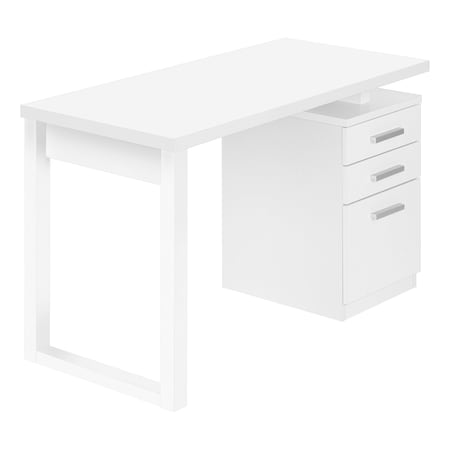 Computer Desk, Home Office, Laptop, Left, Right Set-up, Storage Drawers, 48L, Work, Laminate, White